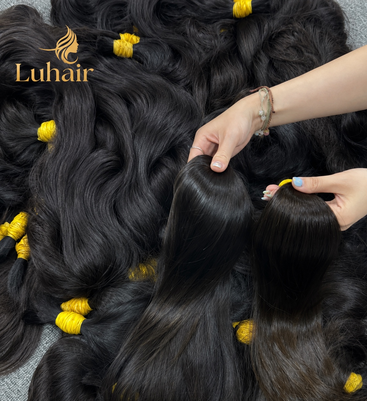 Одноголовое отборное сырьё LUHAIR — натуральные тёмные волосы
